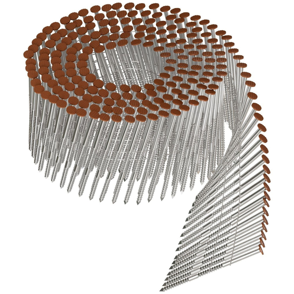 Simpson Strong-Tie S13A225CCS 15° Wire Coil, Painted Full Round Head, Ring-Shank Nail, 2-1/4-in. x .092-in. Type 304, Sienna, 3600-Pack