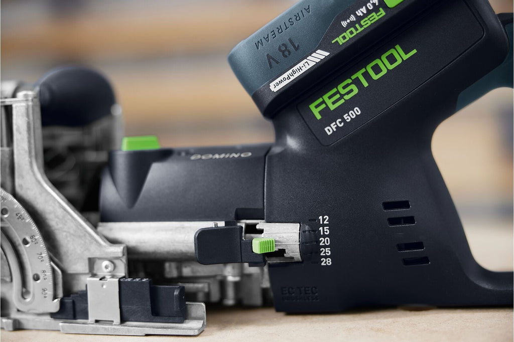 Festool Cordless 18V Domino Joiner DFC 500 E w/ 1066-Piece Tenon Assortment, Tool Only