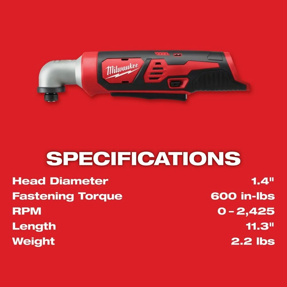 Milwaukee 2467-20 M12 1/4" Hex Right Angle Impact Driver, Tool Only