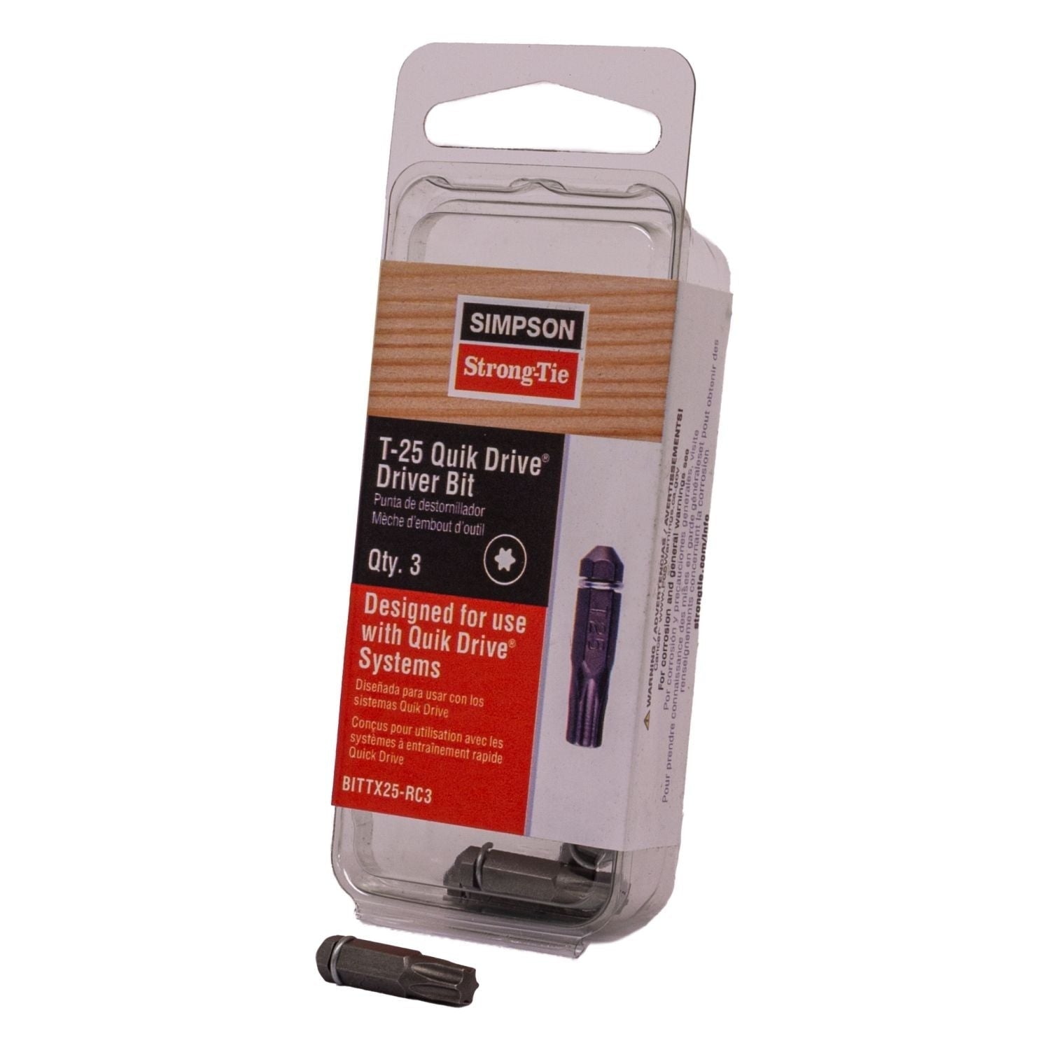 Simpson Strong-Tie BITTX25-RC3 Quik Drive T25 6-Lobe-Drive Bit, 3-Pack