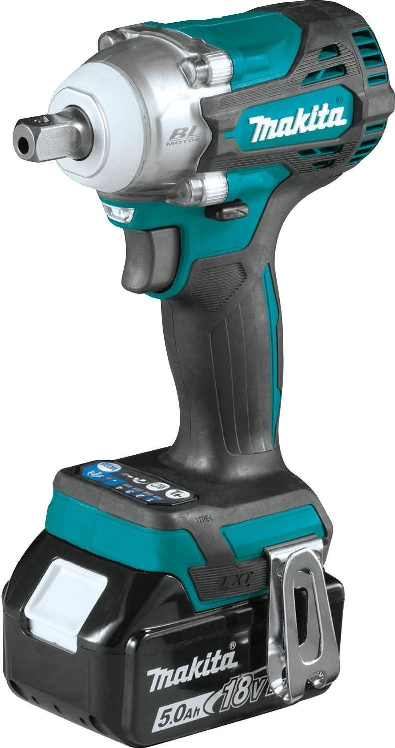 Makita XWT15T 18V LXT Lithium-Ion Brushless Cordless 4-Speed 1/2" Sq. Drive Impact Wrench Kit w/ Detent Anvil (5.0Ah)
