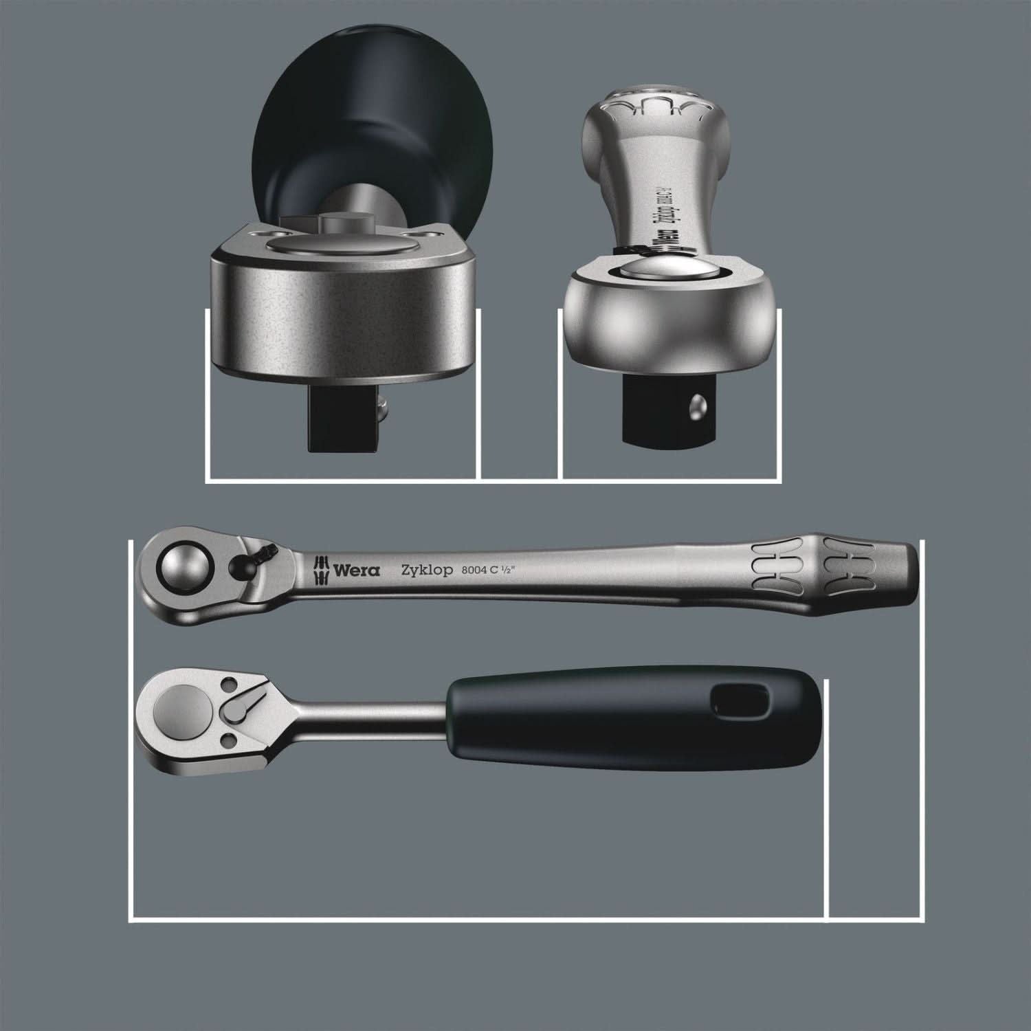 Wera 8004 C Zyklop Metal Ratchet With Switch Lever And 1/2-in. Drive, 1/2-in.x281-mm.