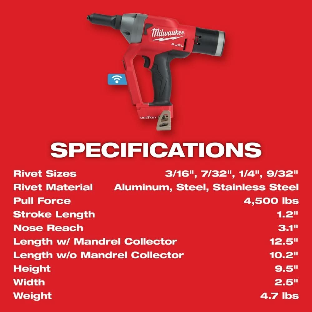 Milwaukee 2660-22CT M18 FUEL 1/4-Inch Blind Rivet Tool with ONE-KEY 2.0Ah Kit