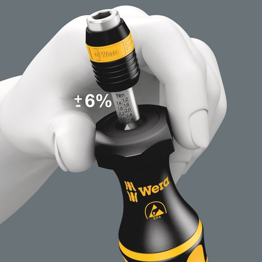 Wera Series 7400 Esd Kraftform Adjustable Torque Screwdrivers (2.5-29.0 In.Lbs.) With Rapidaptor Quick-Release Chuck, 7446 Esdx11-29 In. Lbs.