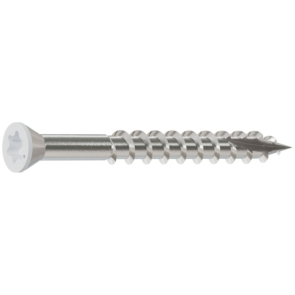 Simpson Strong-Tie T07162FT1WH01 Trim-Head Screw, 6-Lobe Drive, #7 x 1-5/8-in. T-15 Type 316, White 01, 1-lb.