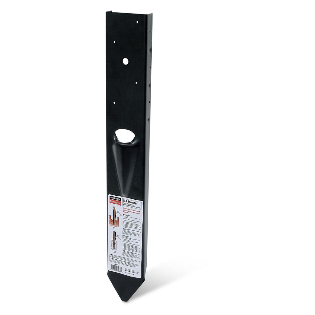 Simpson Strong-Tie E-Z Mender 12-Gauge Black Powder-Coated Mender Plate for 4x4 Wood Post (FPBM44E)