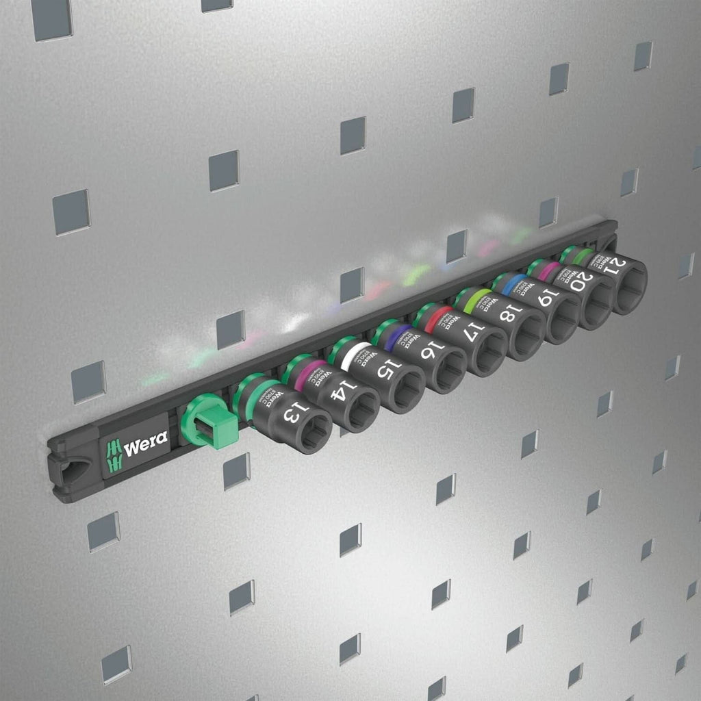 Wera Magnetic Socket Rail C Impaktor 1 Socket Set, 1/2-in. Drive, 9-Pieces