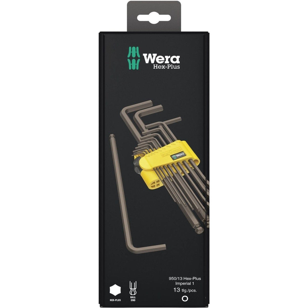 Wera 950/13 Hex-Plus Imperial 1 SB L-Key Set, Imperial, Blacklaser, 13-Pieces