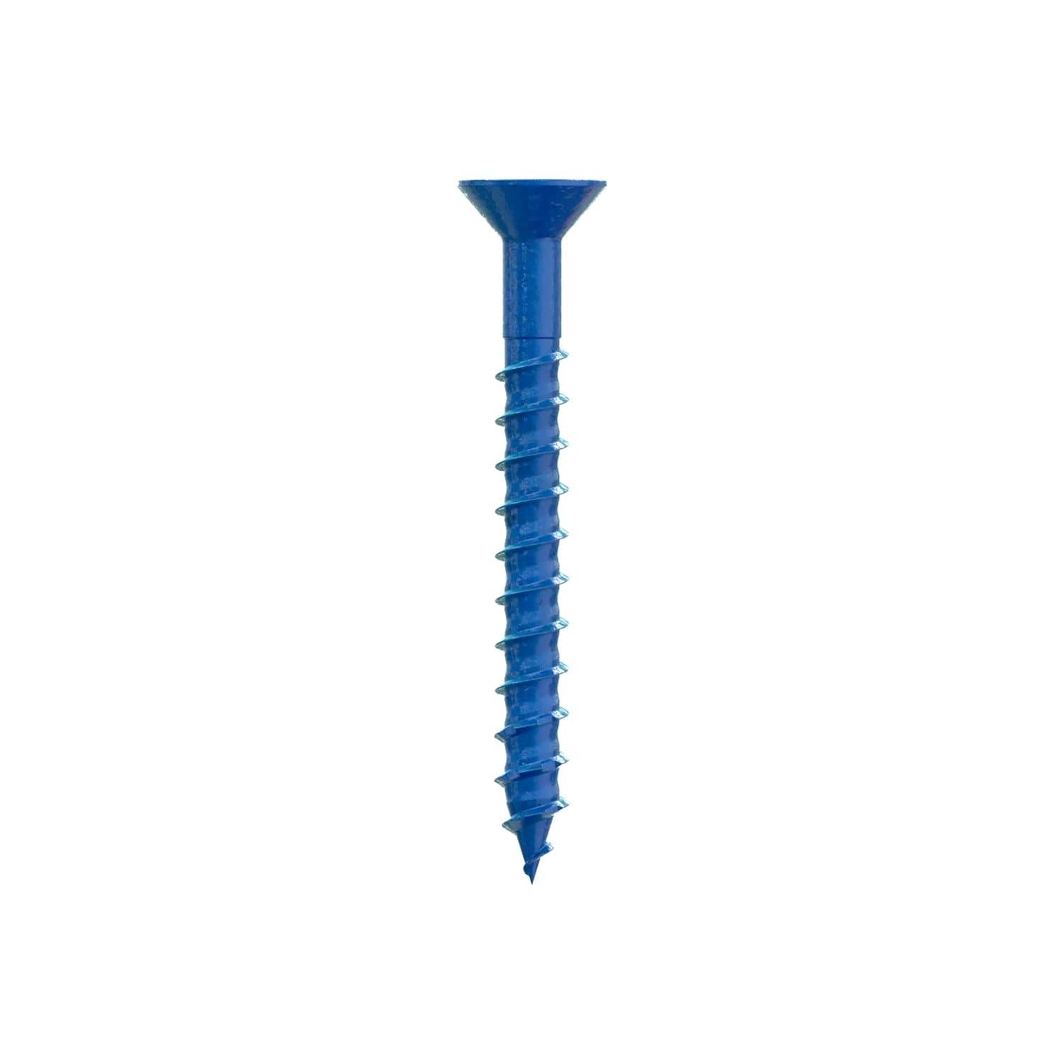 Simpson Strong-Tie TNT25214TFC8 Titen Turbo, 1/4-in. x 2-1/4-in. 6-Lobe Flat-Head Concrete and Masonry Screw, Blue, 8-Pack