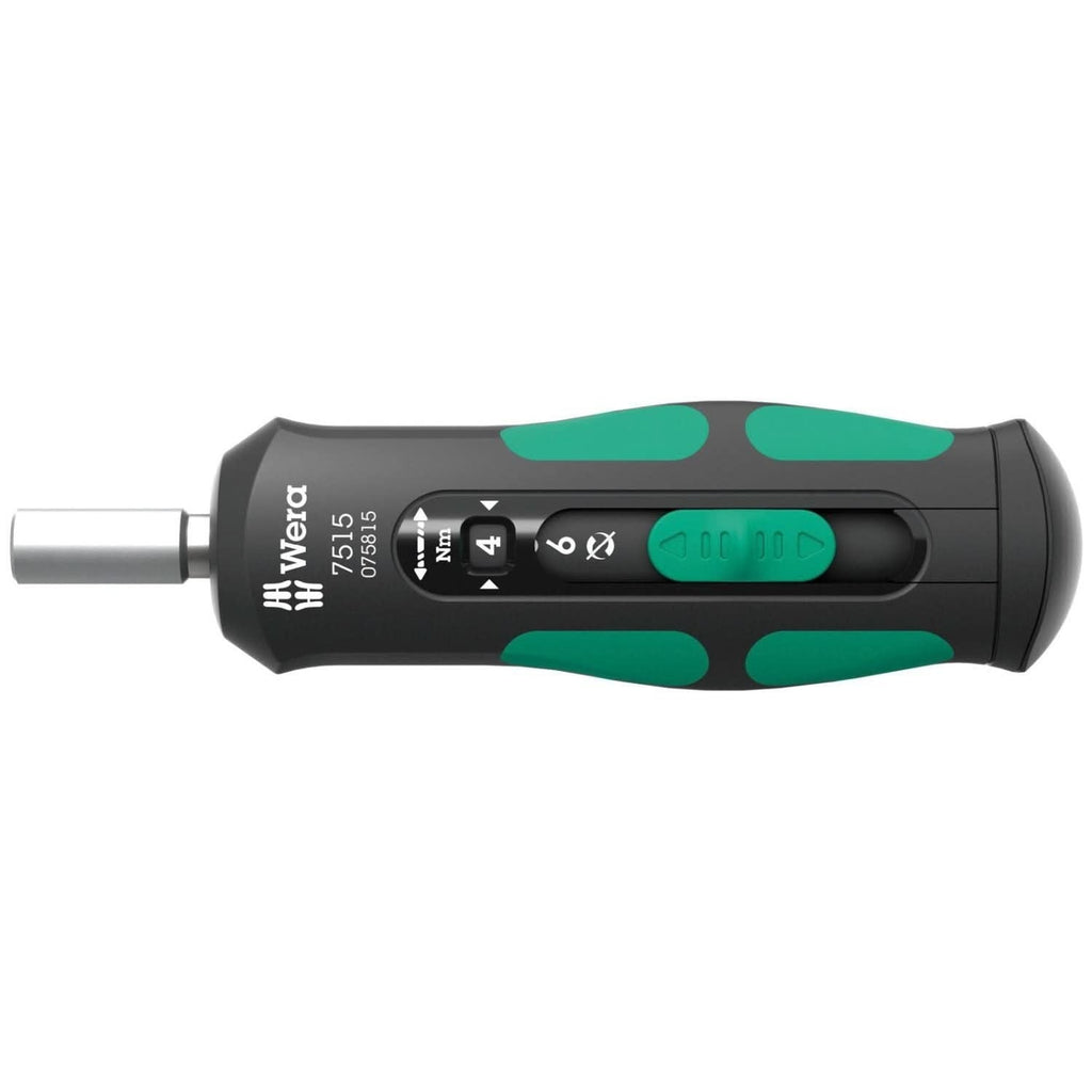Wera 7515 Kraftform Safe-Torque Speed Torque Screwdriver, 2-6 Nm, 1/4-in.x2.0 Nmx3.0 Nmx4.0 Nmx5.0 Nmx6.0 Nmx147.5-mm.