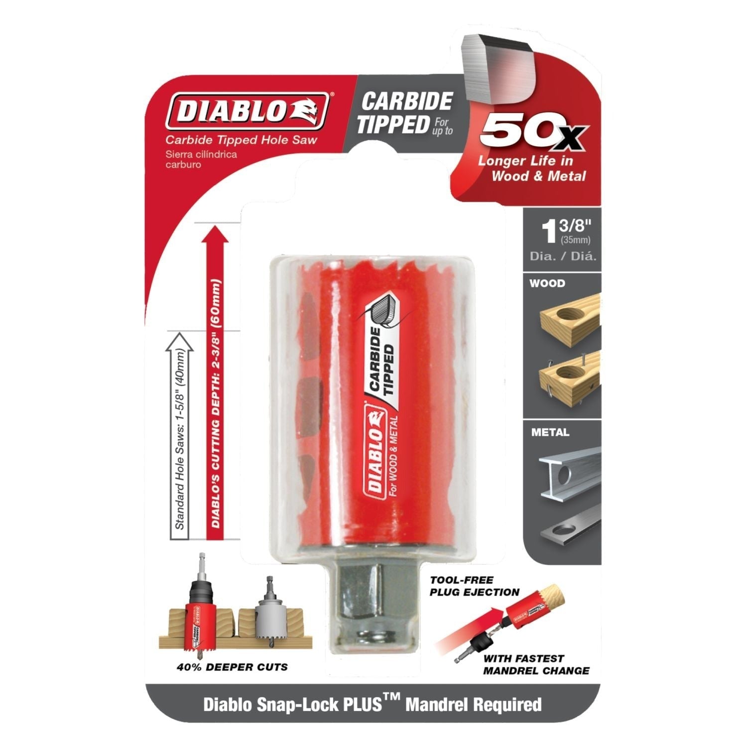 Diablo DHS1375CT 1-3/8 Inch Carbide-Tipped Wood & Metal Holesaw