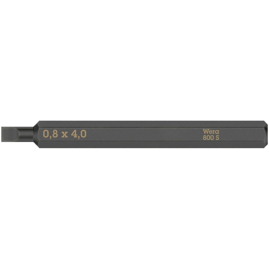 Wera 800 S Slotted Bit For Impact Screwdrivers, 0.8x4x70-mm.