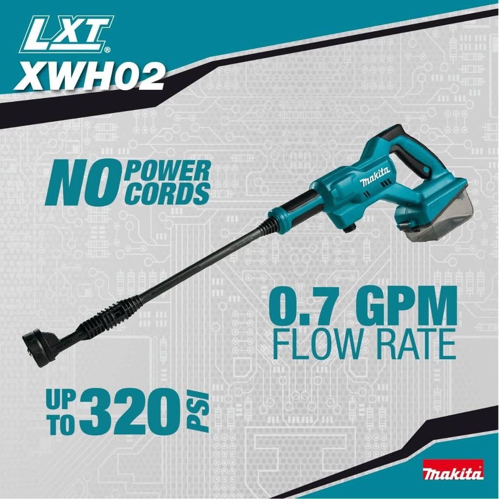 Makita XWH02Z 18V LXT Cordless 320 PSI 0.7 GPM Power Cleaner 4.0Ah Kit