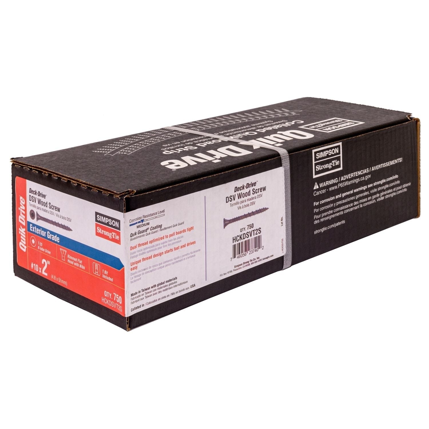Simpson Strong-Tie HCKDSVT2S Deck-Drive DSV WOOD Screw (Collated), #10 x 2-in. T25 6-Lobe, Tan, 750-Pack