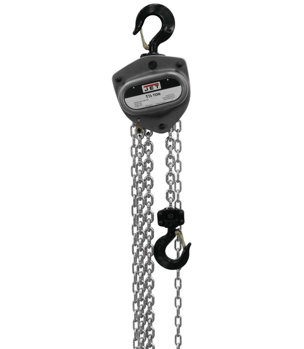 Jet 201115 L-100-150WO-15 1-1/2 Ton Hand Chain Hoist With 15-Foot Lift & Overload Protection