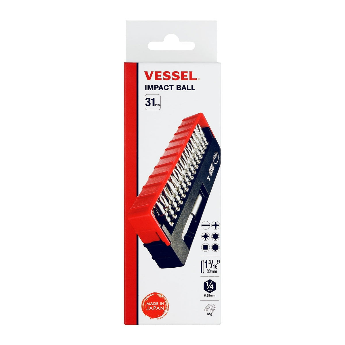 Vessel IB31P02U IMPACT BALL Torsion Bit 30+1 -Piece Set in SLIDE CASE