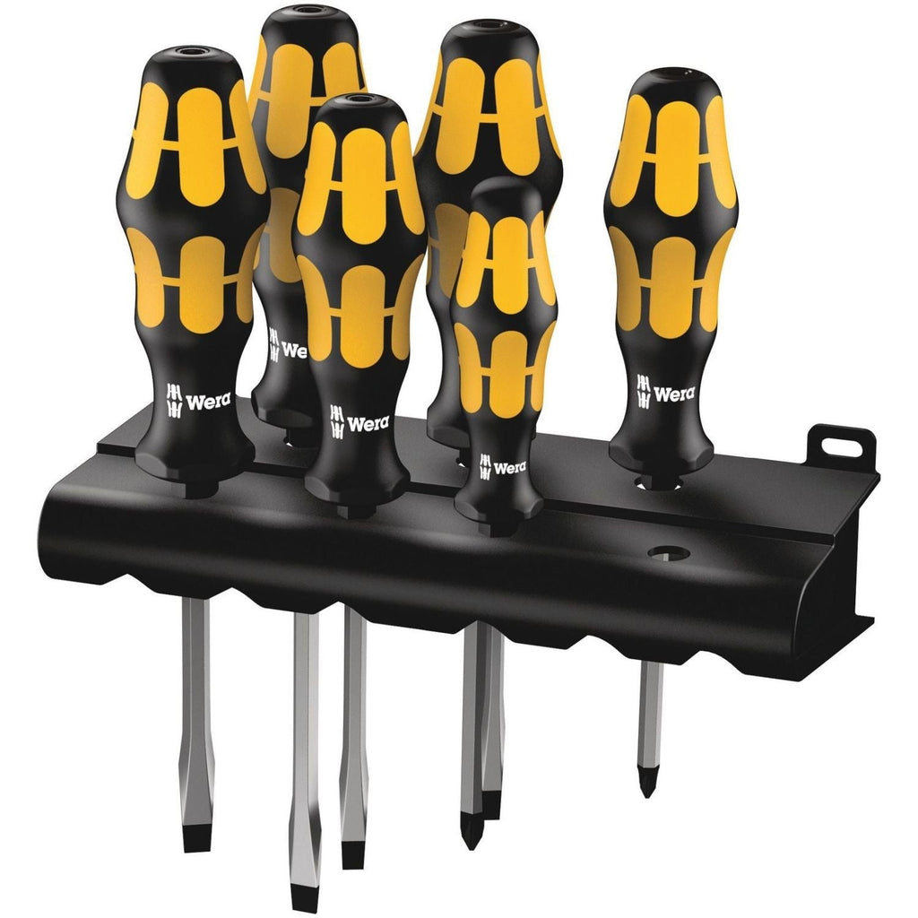 Wera 932 S/6 Screwdriver Set Kraftform Wera: Chiseldriver And Rack, 6-Pieces