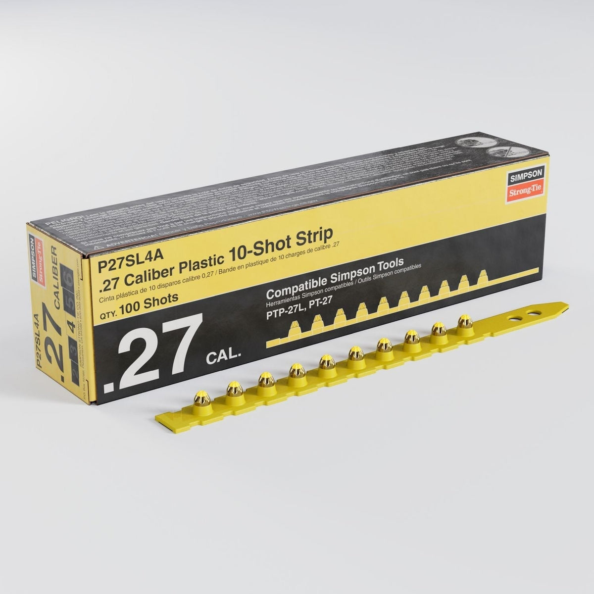 Simpson Strong-Tie P27SL4A P27SL 0.27-Caliber Plastic, 10-Shot Strip Loads, Yellow - Imported, 100-Pack
