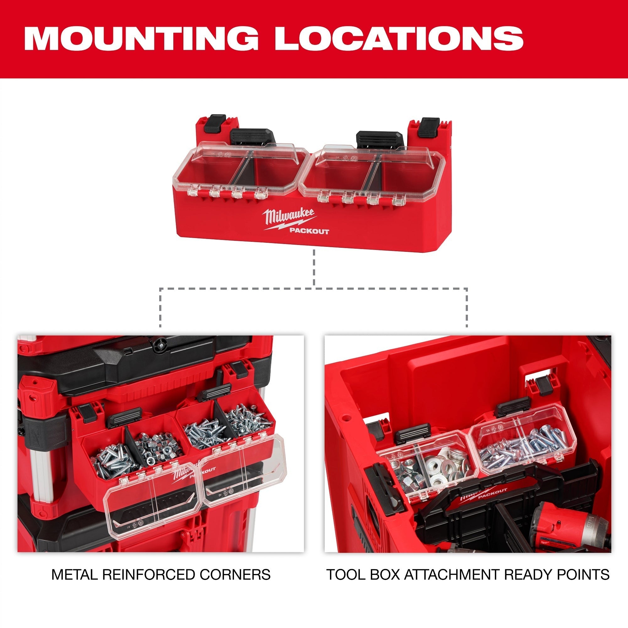 Milwaukee 48-22-8610 PACKOUT Tool Box 2-Bin Attachment