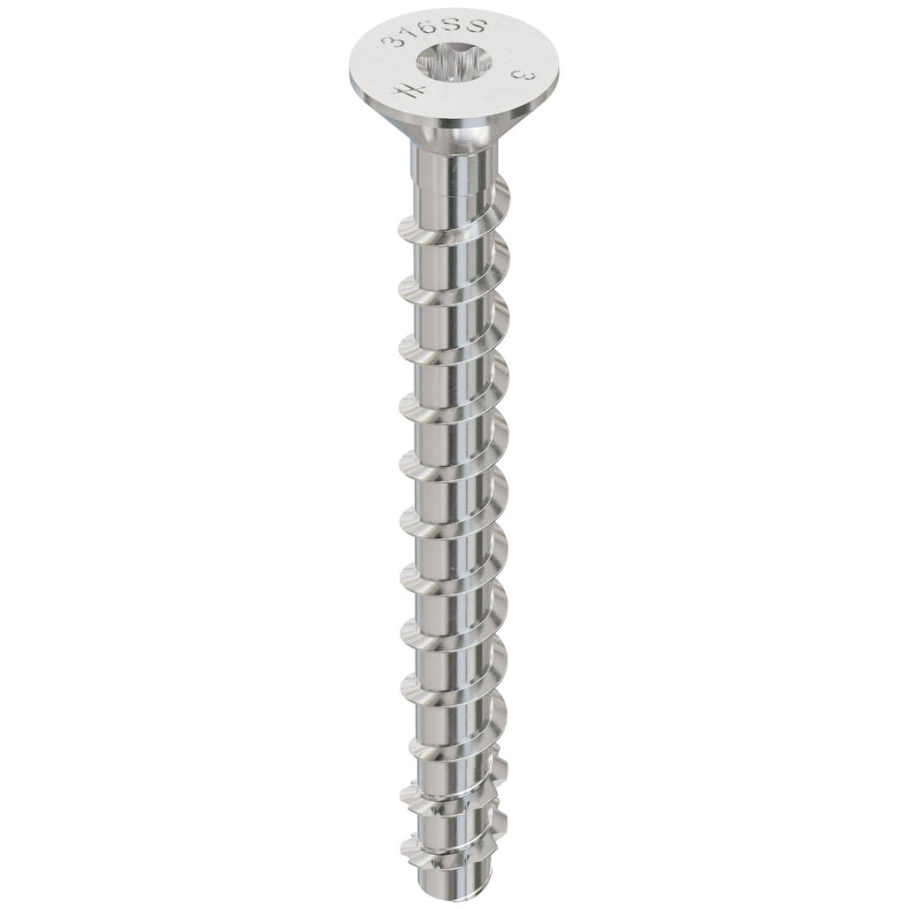 Simpson Strong-Tie THDC25300CS6SS Titen HD 1/4-in. x 3-in. Type 316 SS Countersunk Head Heavy-Duty Screw Anchor, 25-Pack