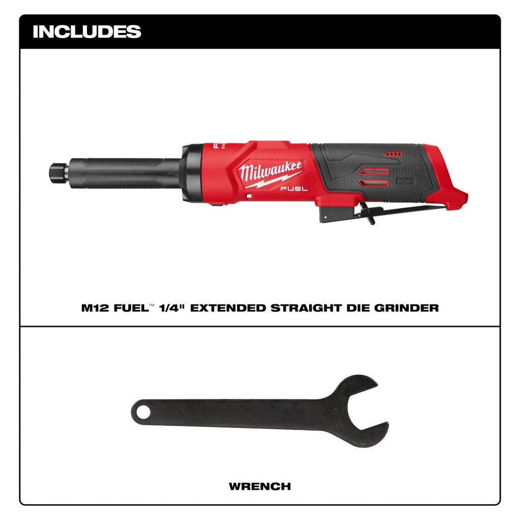 Milwaukee M12 FUEL 1/4-in. Extended Die Grinder (3487-20)
