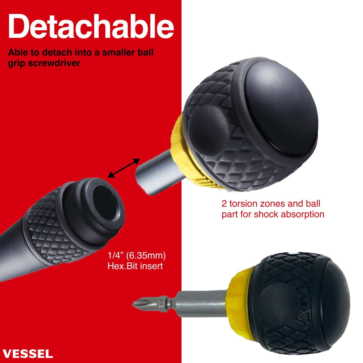 Vessel 2200MBH120K01 BALL GRIPTM Interchangeable Ratchet Screwdriver
