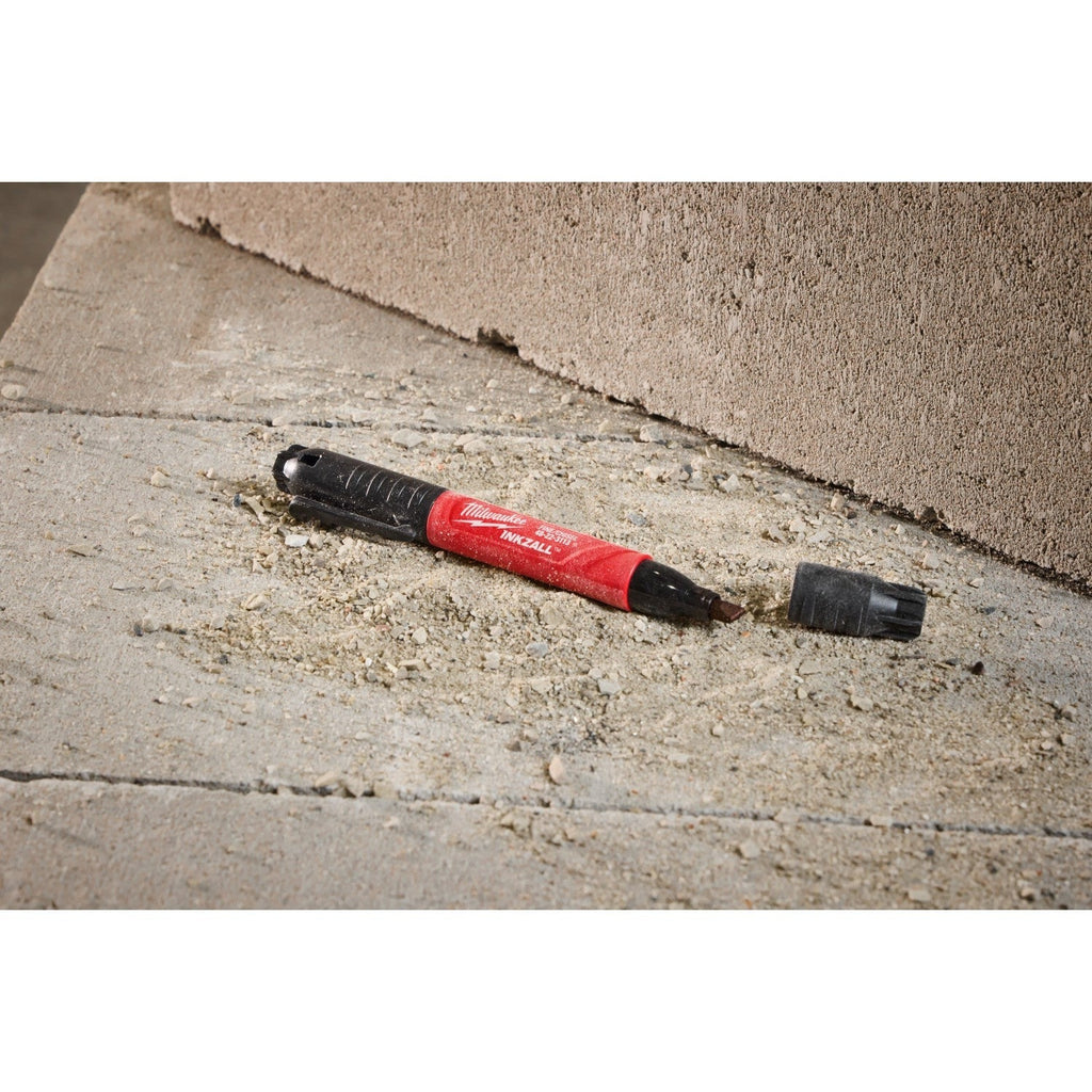 Milwaukee 48-22-3113 INKZALL Double-Sided Black Fine Point & Chisel Tip Jobsite Marker