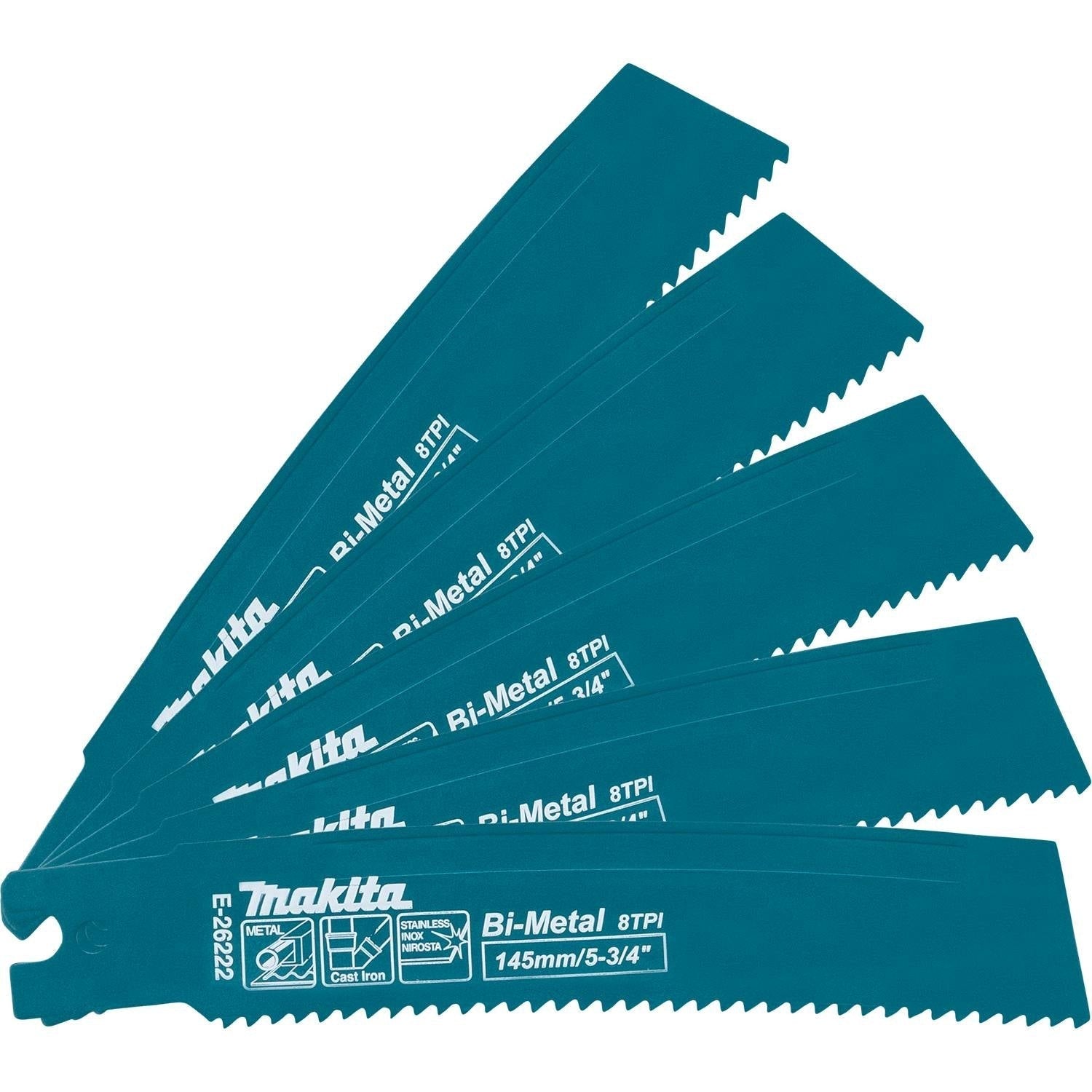 Makita E-26222 5-3/4-in. Curved Metal Pipe Cutting Recipro Saw Blade, 8-TPI, 5-Pack, GRJ03