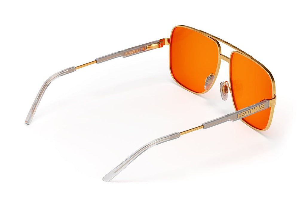 Heat Wave Nimitz Polished Gold Frame Amber Lens Sunglasses