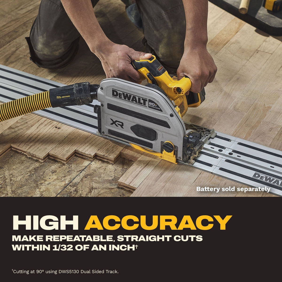 DEWALT 20V XR Cordless 6-1/2-in Track Saw + Guide Rail Track Bundle (DCS525ST)