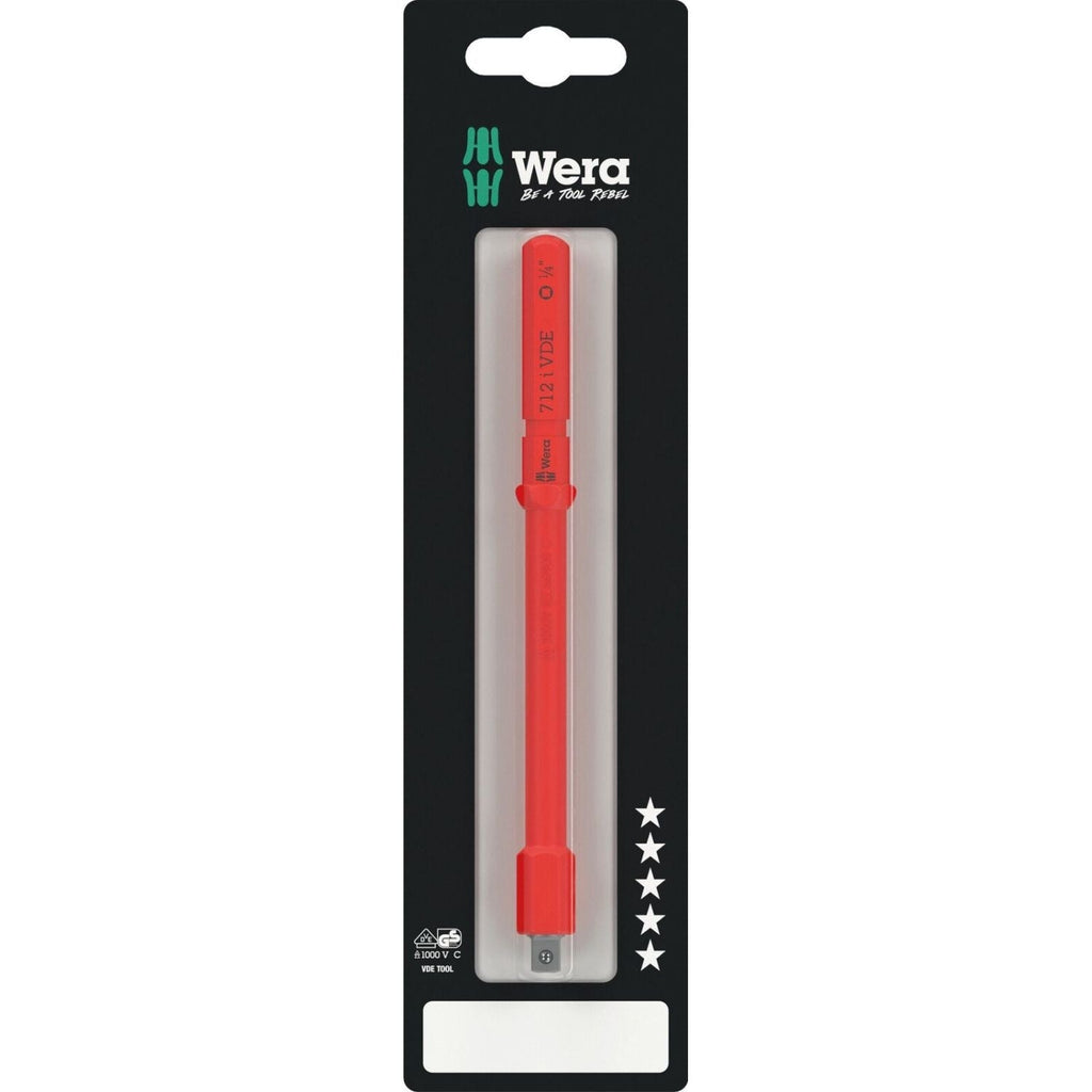 Wera Kraftform Kompakt A VDE 712 I SB Adapter Blade, Insulated, For 1/4-in. Sockets, 1/4-in.x154-mm.