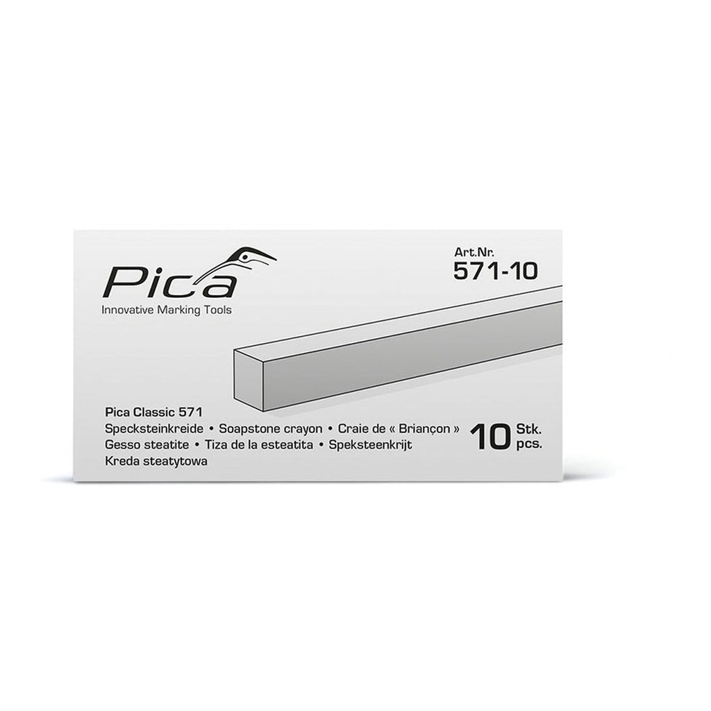 Pica 571-10 White Soapstone Chalk, 10-Pack