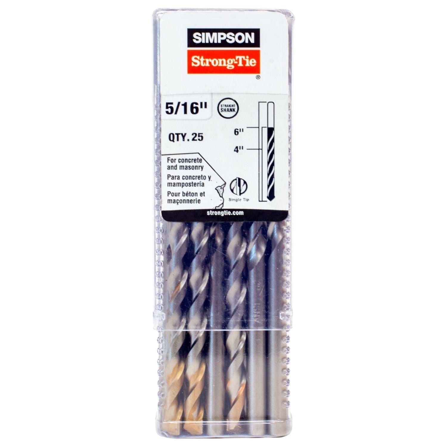 Simpson Strong-Tie MDB03106-R25 5/16-in. x 6-in. Straight Shank Bit, 25-Pack