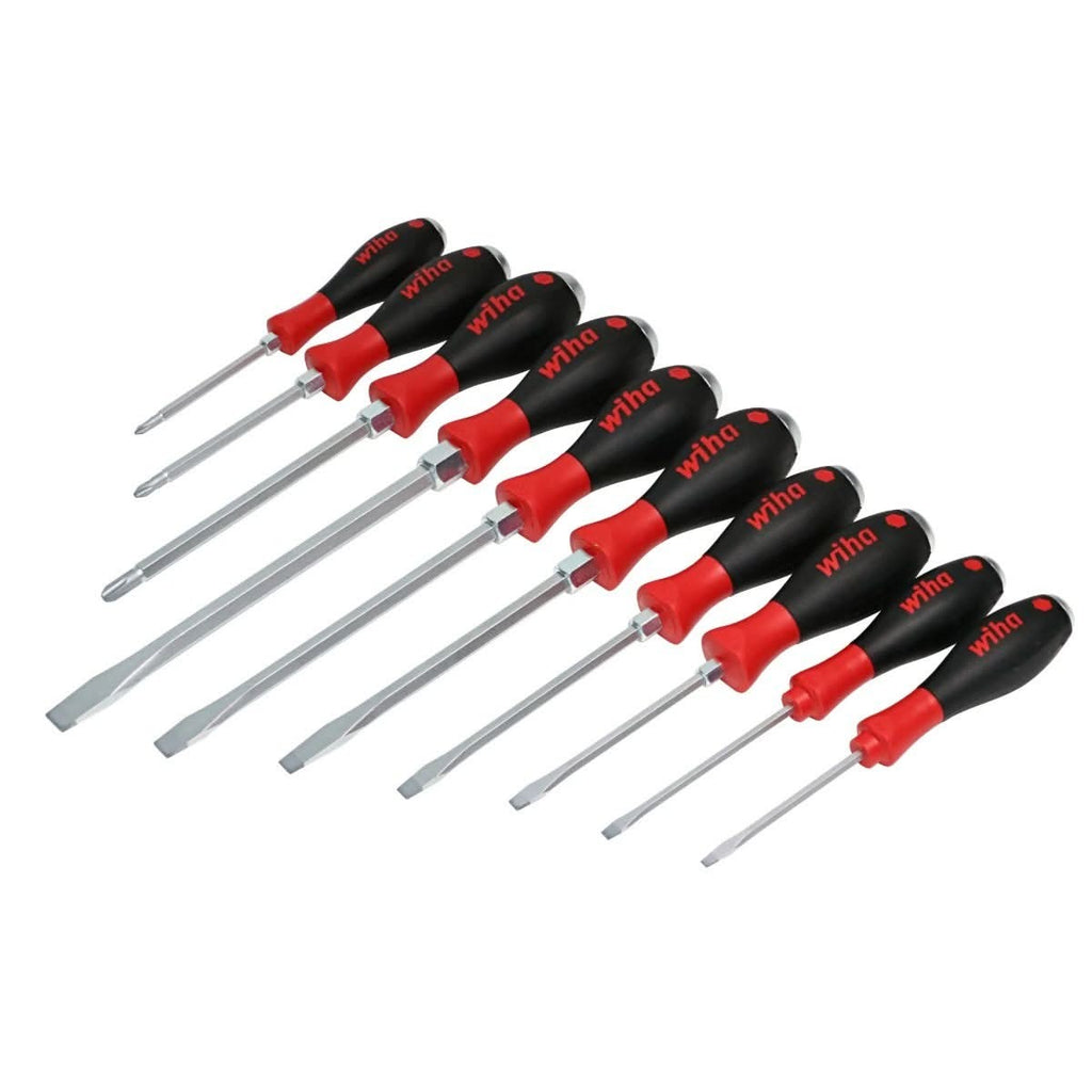 Wiha 53180 10-Piece SoftFinish Extra Heavy-Duty Cushion Grip Screwdriver Set