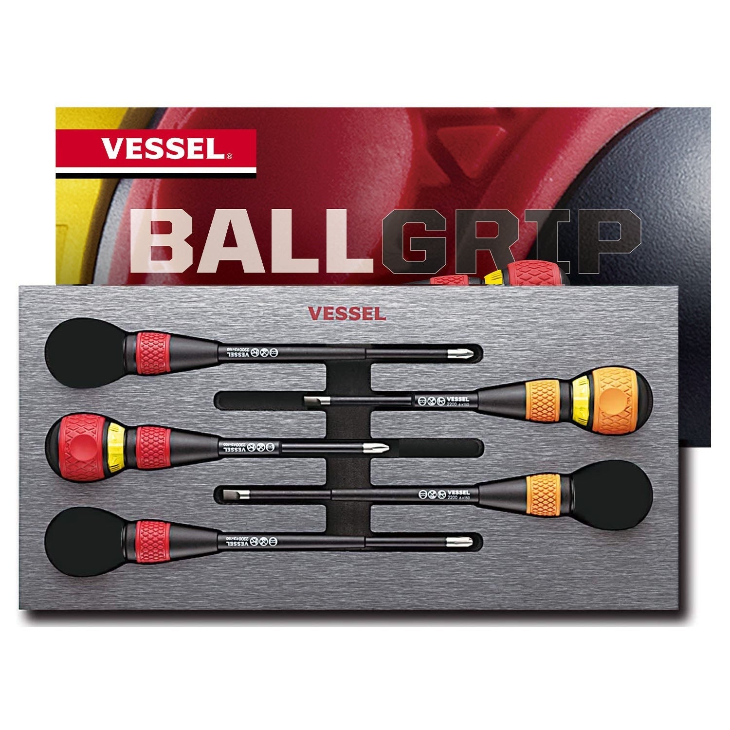 Vessel 22002N3EVA BALL RATCHET Screwdriver 2-Piece with 3-Piece Replacement Blade Set