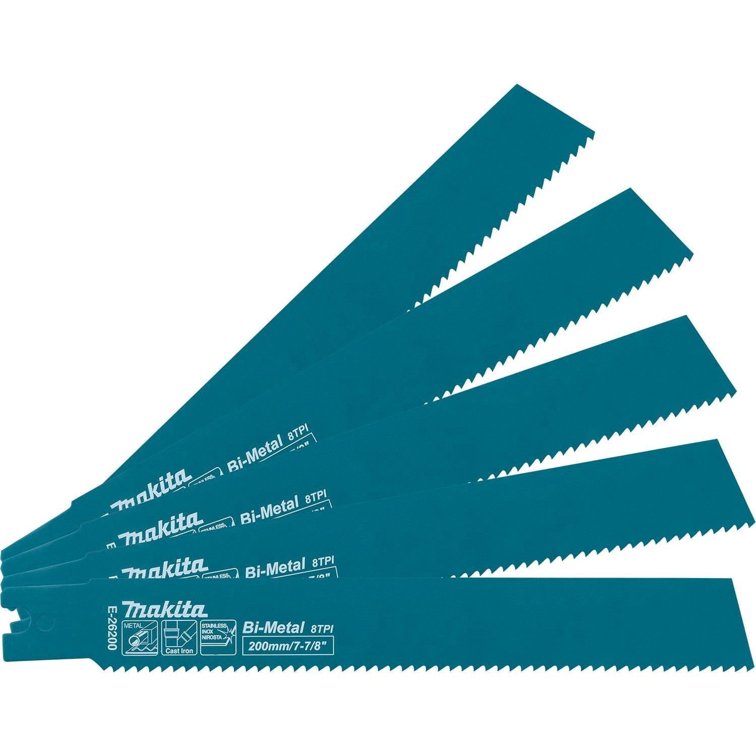 Makita E-26200 7-7/8-in. Metal Pipe Cutting Recipro Saw Blade, 8-TPI, 5-Pack, GRJ03Z