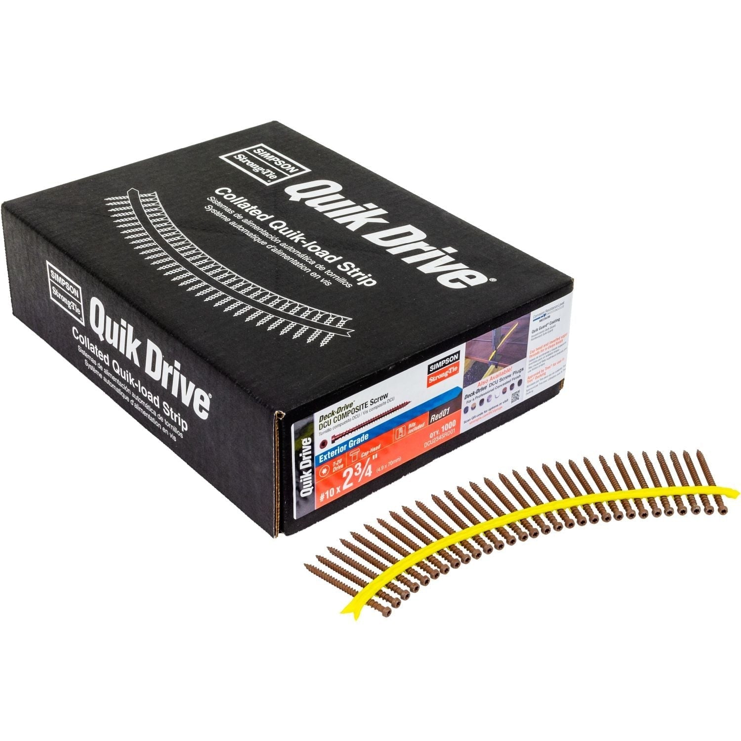 Simpson Strong-Tie DCU234SRD01 Deck-Drive DCU COMPOSITE Screw (Collated), #10 x 2-3/4-in. Quik Guard Red 01, 1000-Pack