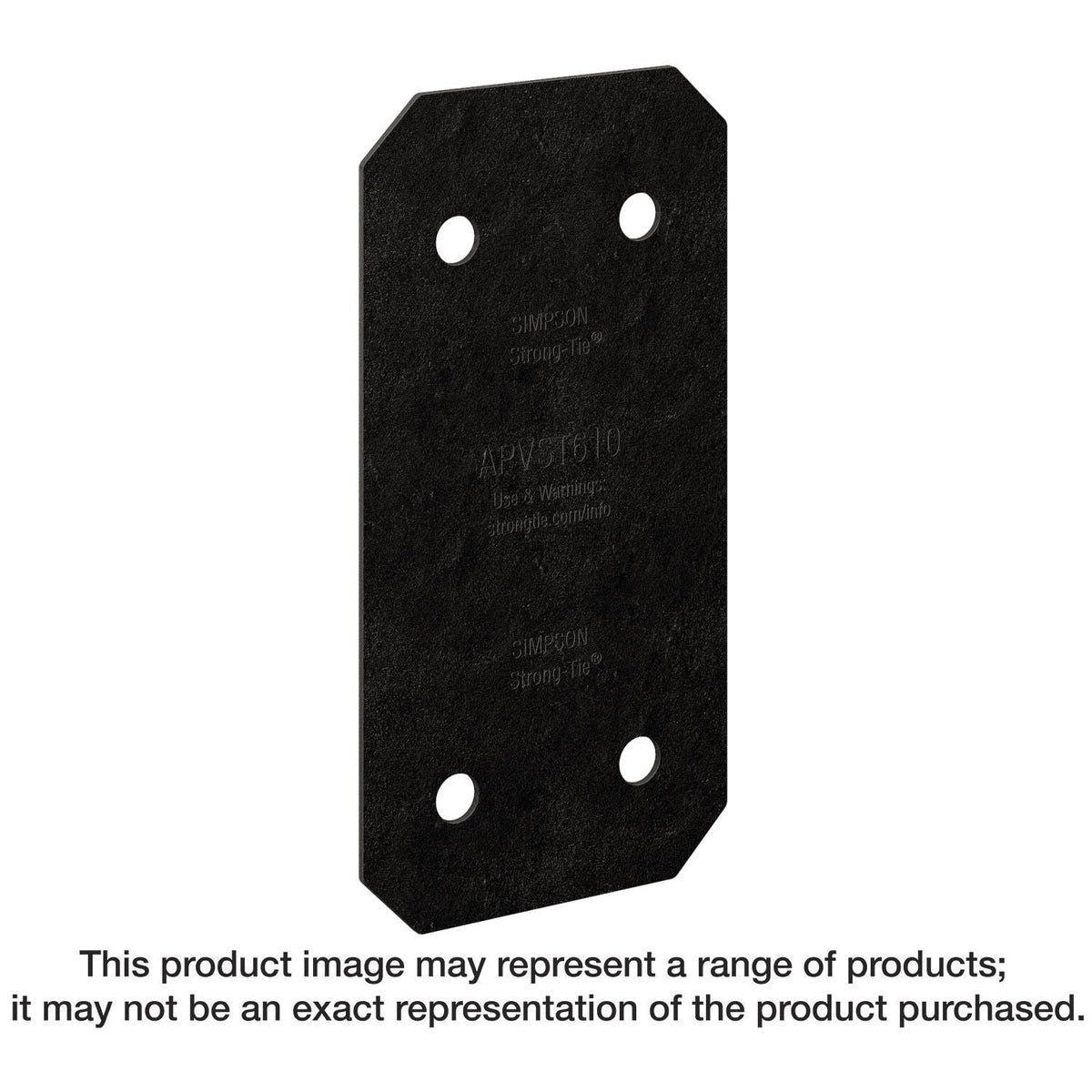 Simpson Strong-Tie APVST610 Outdoor Accents Avant Collection 5-in. x 9-3/4-in. ZMAX, Black Powder-Coated Strap for 6x