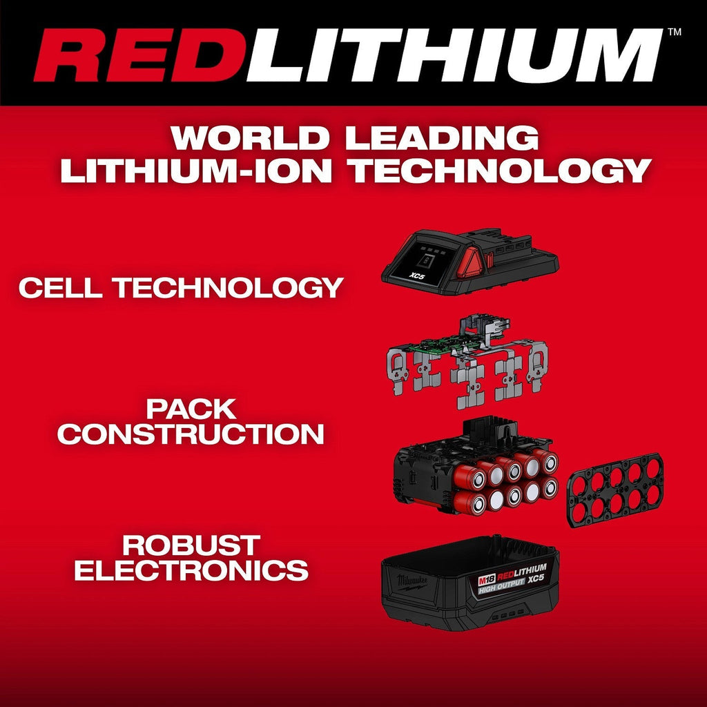 Milwaukee M18 REDLITHIUM HIGH OUTPUT XC5 5.0Ah Tabless Battery (48-11-1855)