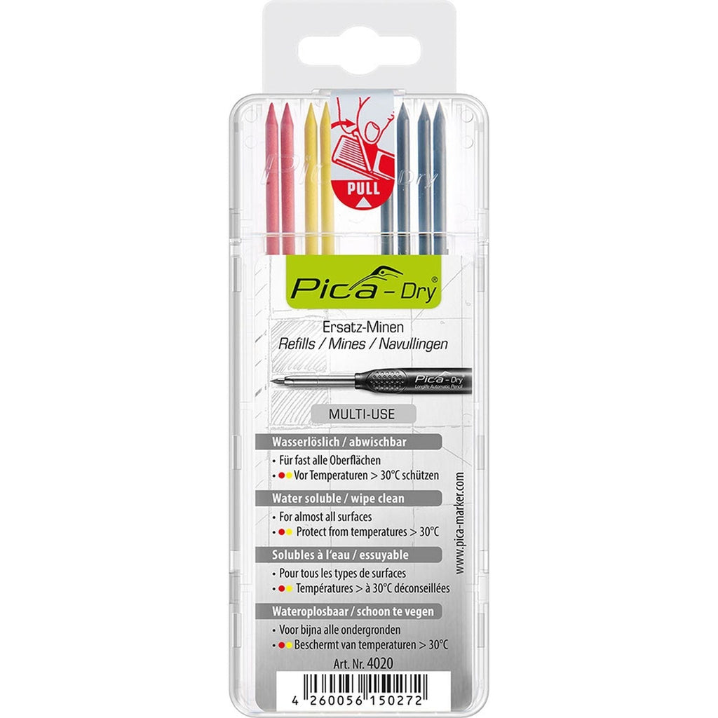 Pica 4020/SB Red, Yellow and Graphite Pencil Lead Refills, 8-Pack