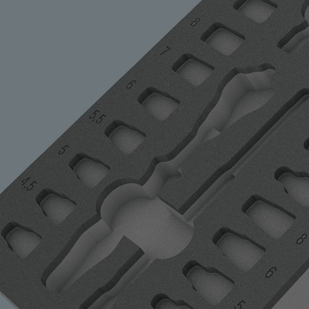 Wera 9820 Foam Insert 8000 A Zyklop 1/4-in. Ratchet Set 1, Empty, 172x30x392-mm.