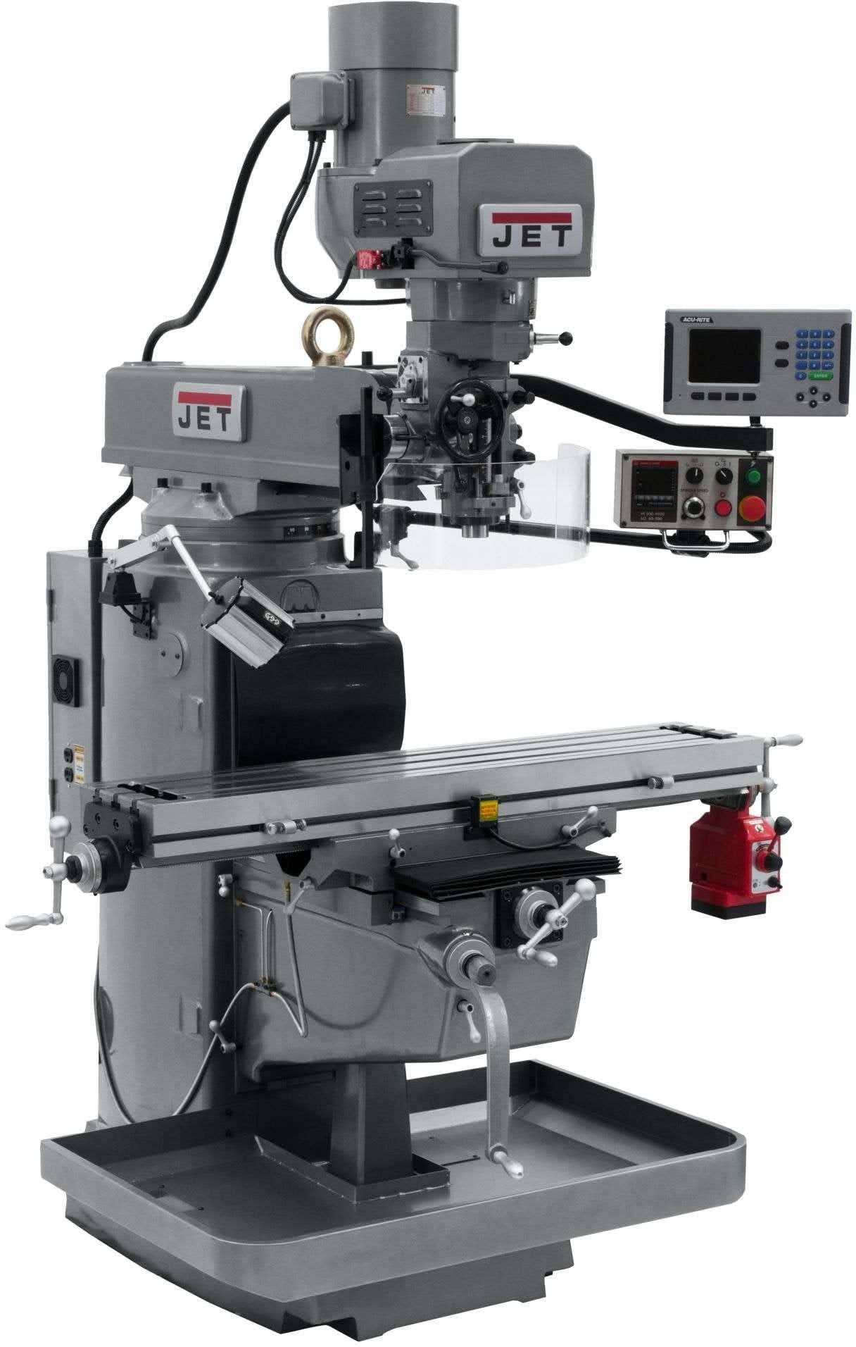 Jet Tools 690624 JTM-1050EVS2/230 Mill With 3-Axis Acu-Rite 200S DRO (Knee) With X-Axis Powerfeed
