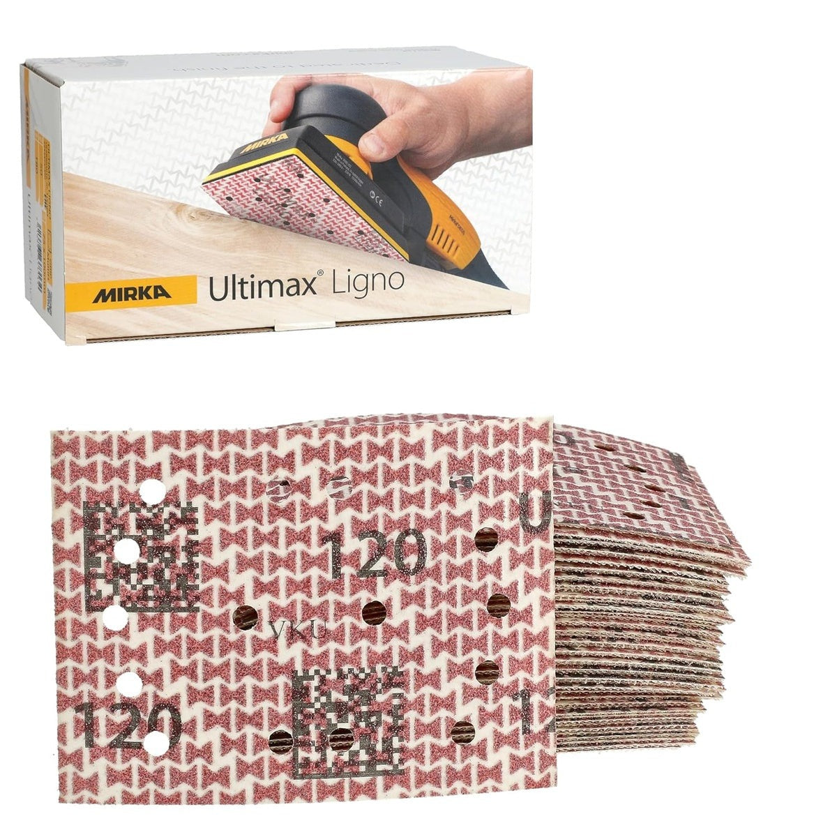 Mirka Ultimax Ligno 3 x 4-in. P180 Hook-and-Loop Sanding Sheets, 50-Pack (UL-6B8-180)