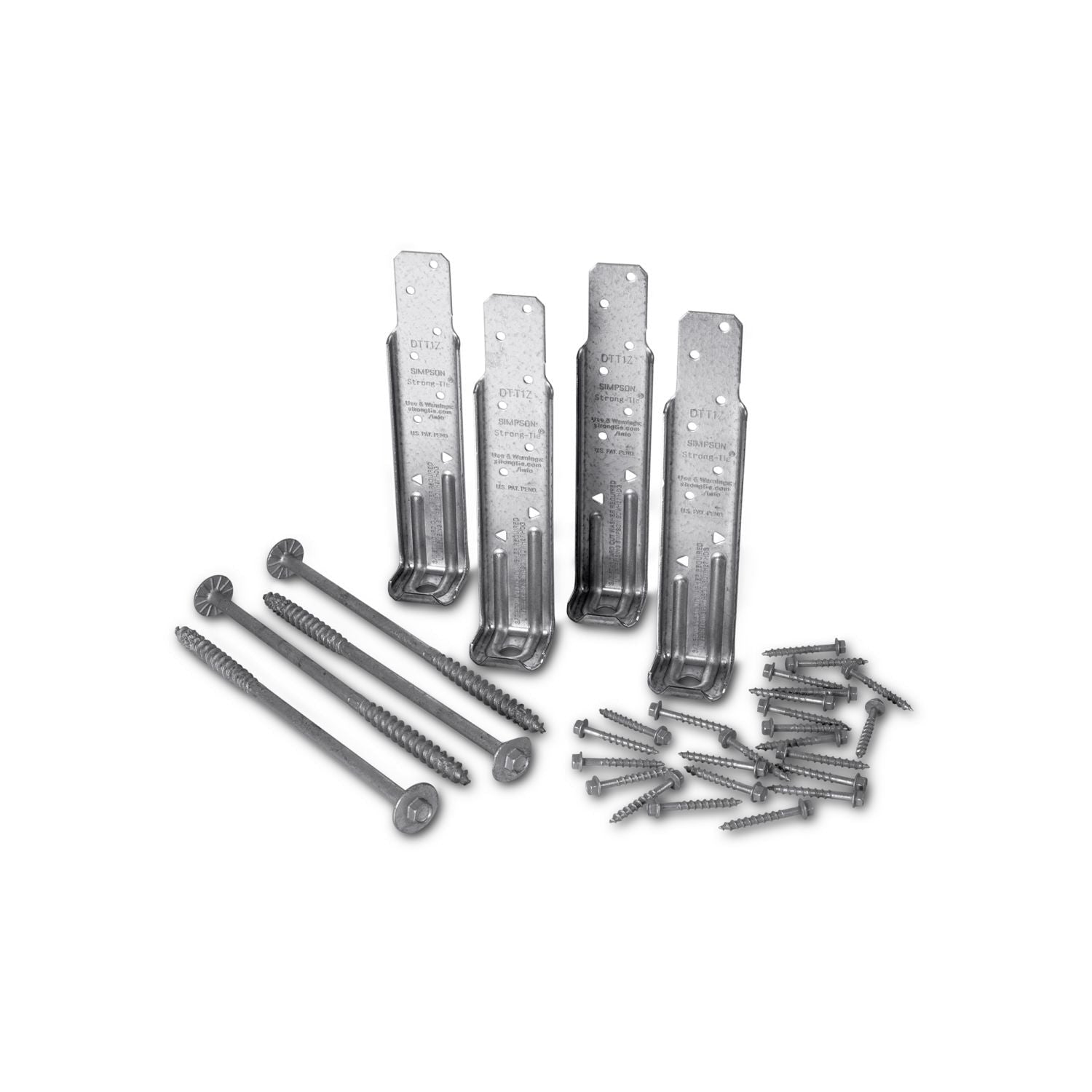 Simpson Strong-Tie DTT1Z-KT DTT1Z ZMAX Galvanized Deck Tension Tie Kit for 2x with Screws, 4-Pack