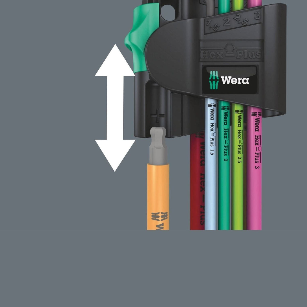 Wera 950/7 Hex-Plus Multicolour Magnet 1 L-Key Set, Metric, Blacklaser, 7-Pieces