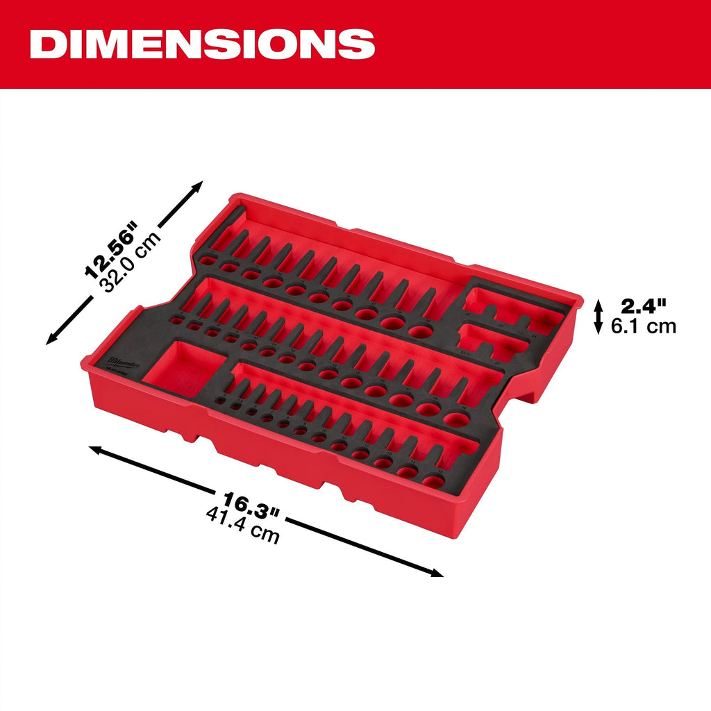 Milwaukee 77 pc. 1/4-in., 3/8-in., & 1/2-in. Drive Metric Socket Set with Tray for PACKOUT Drawers (48-22-0150)