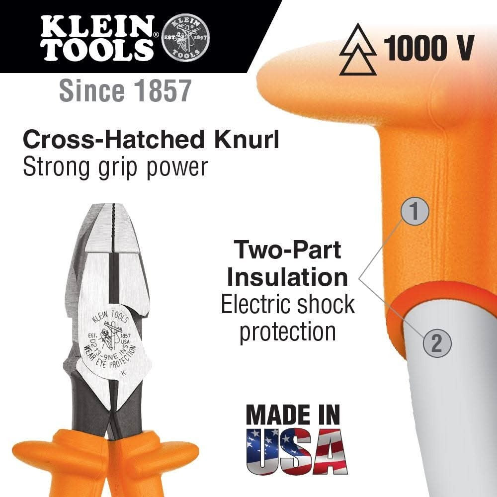 Klein Tools D20009NEINS Insulated Lineman's Pliers, 9-Inch