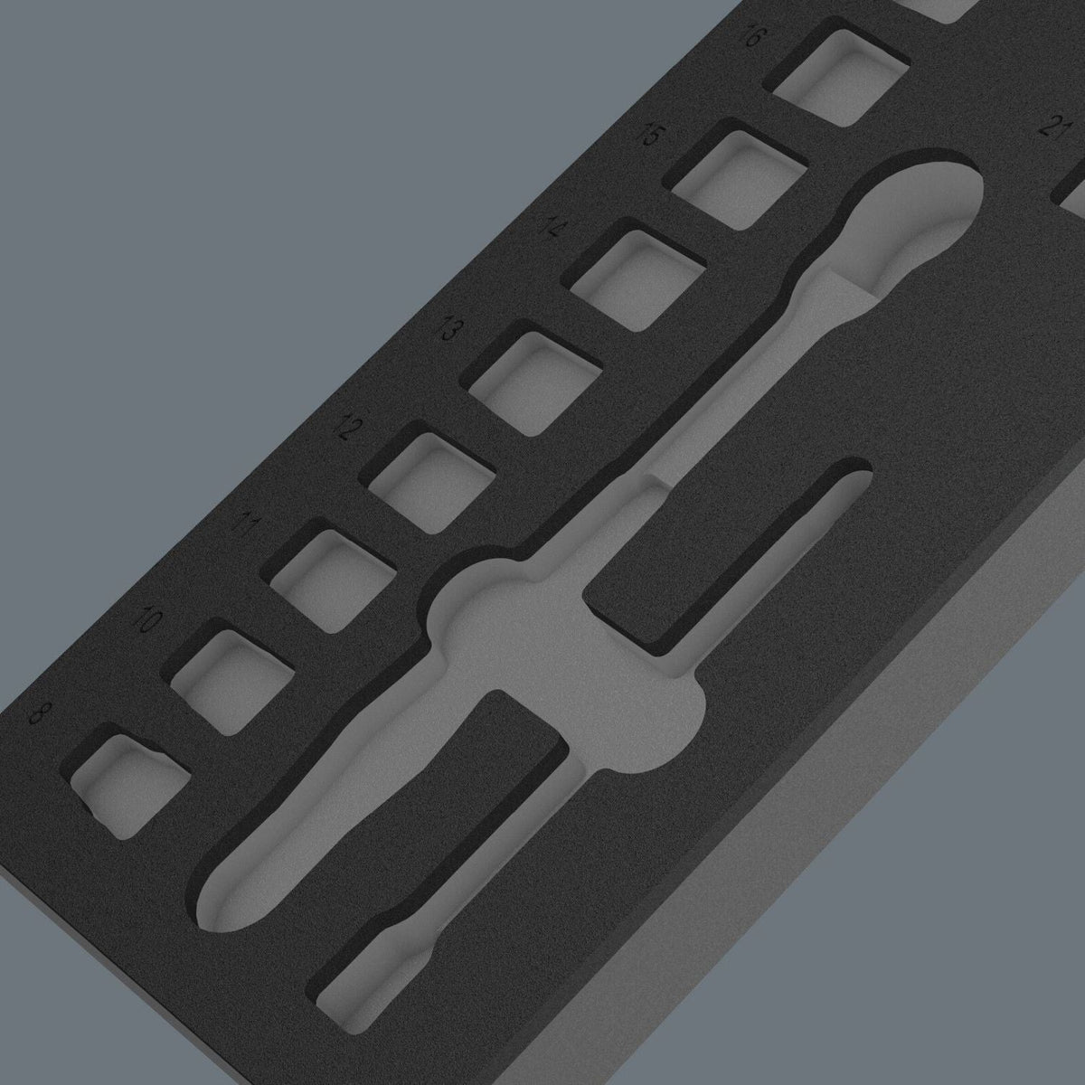 Wera 9824 Foam Insert 8010 B Zyklop Comfort Ratchet Set 1, 3/8", Empty, 172x30x392-mm.