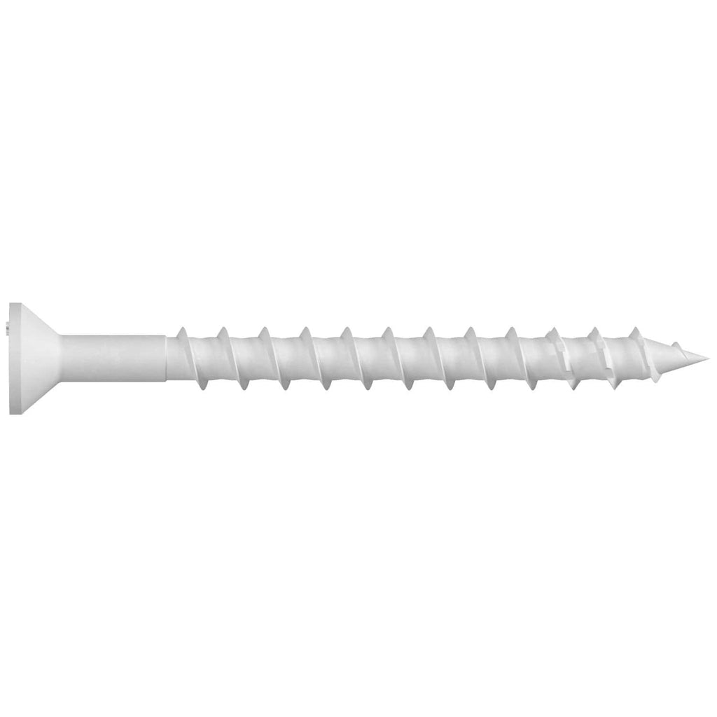 Simpson Strong-Tie TNTW18214TFC8 Titen Turbo, 3/16-in. x 2-1/4-in. 6-Lobe Flat-Head Concrete and Masonry Screw, White, 8-Pack