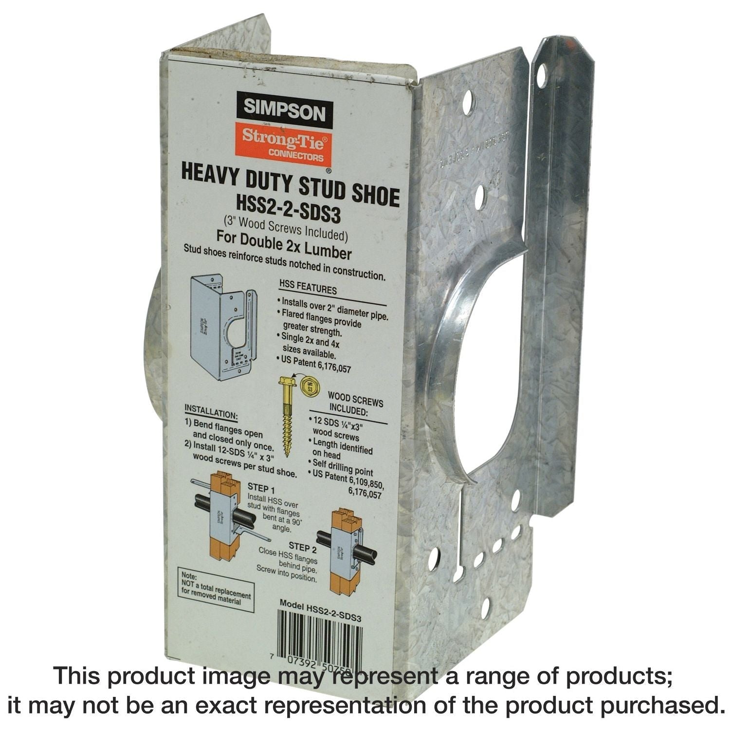 Simpson Strong-Tie HSS2-2-SDS3 HSS Galvanized Stud Shoe for Double 2x, with Strong-Drive SDS Screws